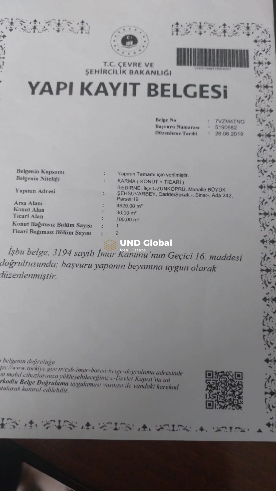 EKSPERTİZ DEĞERİNİN YARI FİYATINA! UZUNKÖPRÜ'DE SATILIK 23 DÖNÜM TARLA